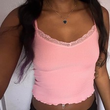 primark baby pink lace cami tank top xs