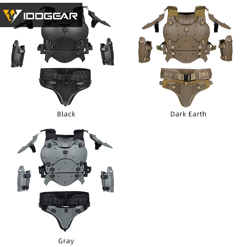 IDOGEAR Tactical Vest MOLLE Paintball Armor Suit w/ Elbow Pads Buckle Belt Army - Image 3 of 4