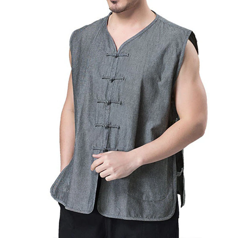 Chinese Kung Fu Tai Chi Vest Sleeveless Garment Martial Arts Wingchun Uniform - Image 4 of 4