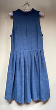 New Deletta Anthropologie Women’s Large Cosgrove Blue Fit & Flare Dress Textured