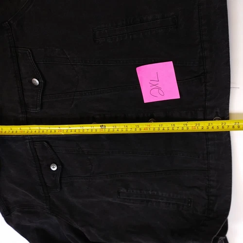 Mens LAZER 100% AUTHENTIC Long Sleeve Trucker Button Up Jacket Black Wash image 12