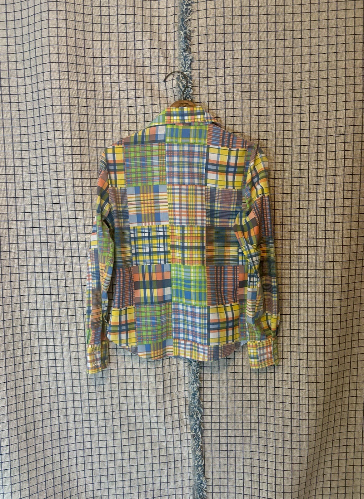 Vintage 70s Plaid Patchwork Button Down Soft Cott… - image 11