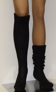 Slouch Knee Black Socks Hooters Uniform  Workout Run Ski Walk Soccer USA MADE