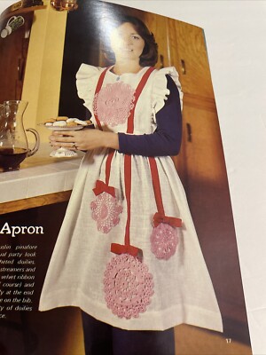 vtg 1977 Crochet Doilies Revisited crocheting patterns apron purse flowers