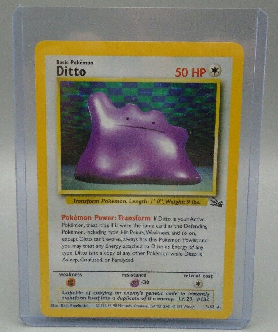 Ditto Holofoil 3/62 Fossil Set Rare Pokemon Card REAL CARD 