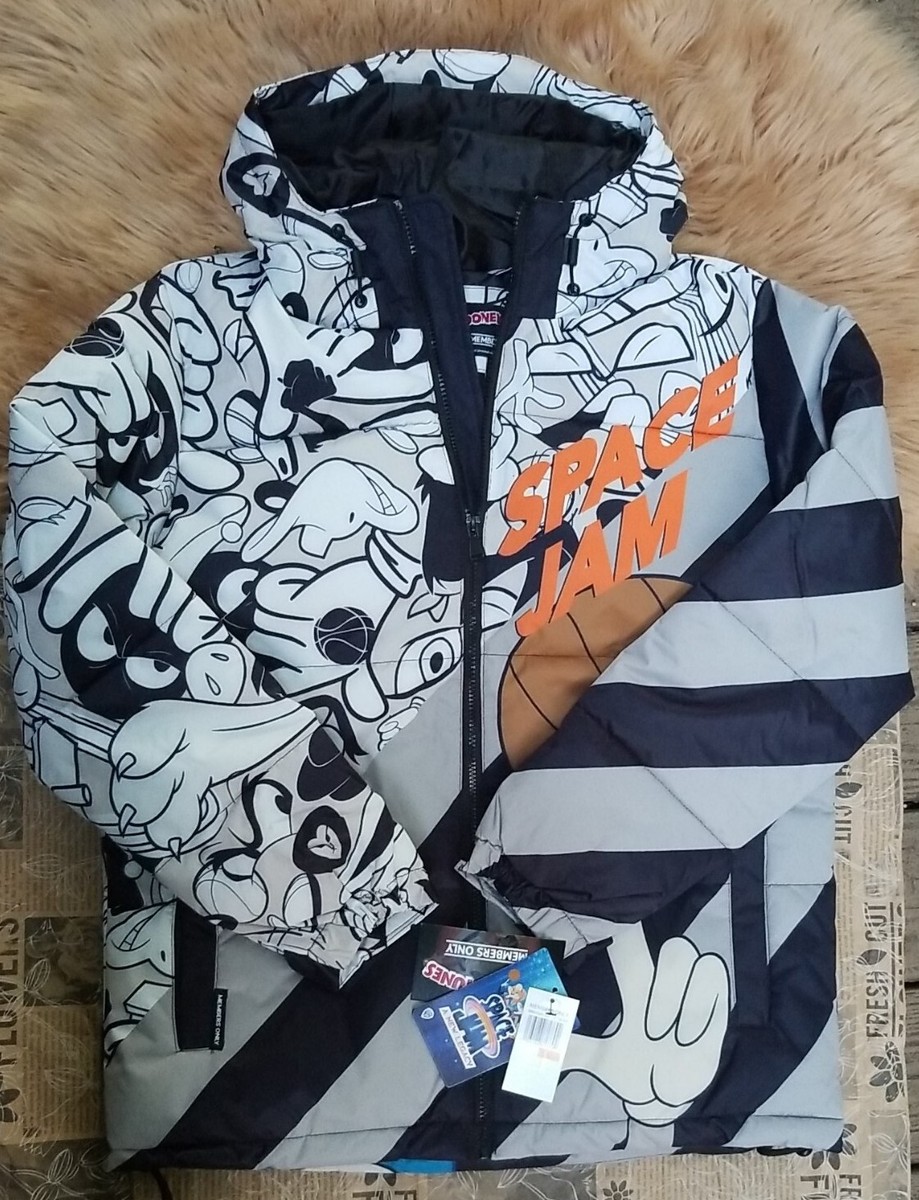 Space Jam New Legacy Looney Tunes Members Only Men's Puffer Jacket Hooded  Sz S