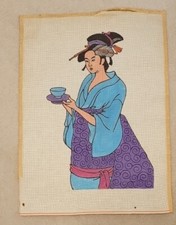 Japanese Lady Vintage Needlepoint Canvas