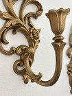 VTG Hollywood Regency Syroco Gold Scrolled Floral Candle Holder Sconces 4531 L&R — photo 8