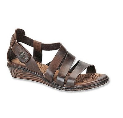 Born Sandals Brown Leather Flats Open Toe Straps Hook Loop Close Size EU42 US10