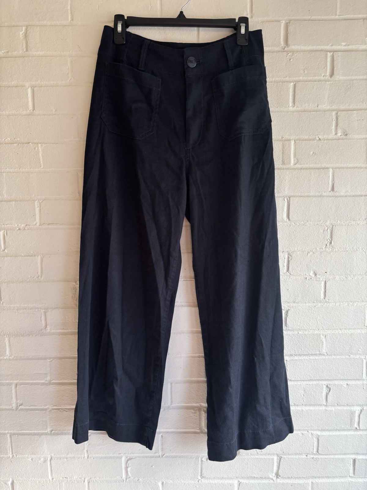 Maeve Anthropologie Colette Pants Women's Size 28 Wide Leg Crop Black High Rise
