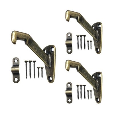 Heavy Duty Handrail Bracket Antique Brass, 3 Pack | HOWTOOL Brass 