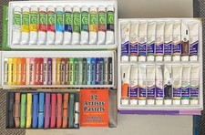 Assorted Artist Items Oil Paints, Acrylics, Oil Pastels Etc Reeves, Pentel