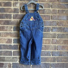 Vintage 90s Winnie The Pooh Piglet Denim Overalls Embroidered Kids Size 3T