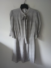 Reformation Women's Size 4 Cassie Dress Tie Mini Grey Houndstooth 3/4 Sleeve