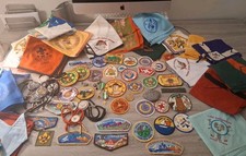 Lot of Vntg  Boy Scout Memorabilia, Nekerchief, Bolas, Pins, Commemorative Coins