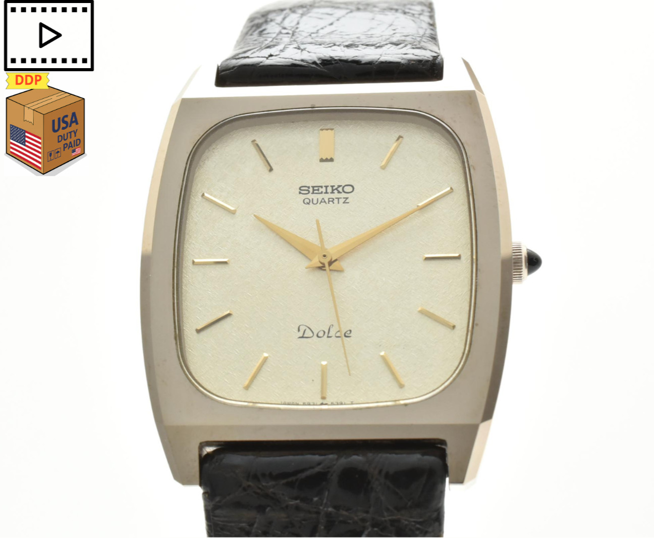 Vintage 1981 [MINT] SEIKO Dolce 5931-5341 Tungsten Gold Men's Quartz Watch JAPAN