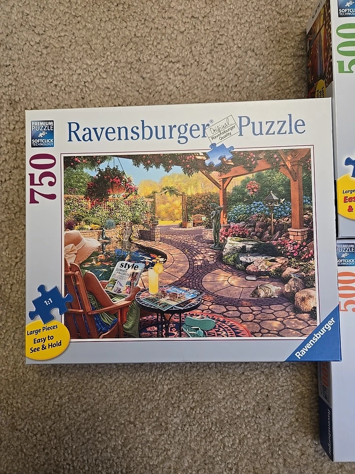 Lot Of 3 Ravensburger  Puzzles, 500 And 750 Piece.  Large Piece Format - Image 2 of 4