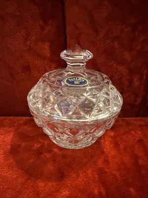 Elegant Bohemia Crystal Candy/Jewelry Dish w Lid Czech Republic 3.75''