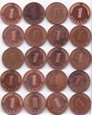 1 Pfennig - 20 Umlaufmünzen 80ziger Jahre (1)