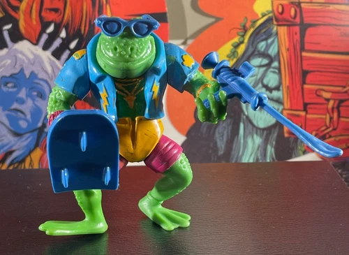 Vintage 1989 TMNT Ninja Turtles Genghis Frog Figure - Almost Complete