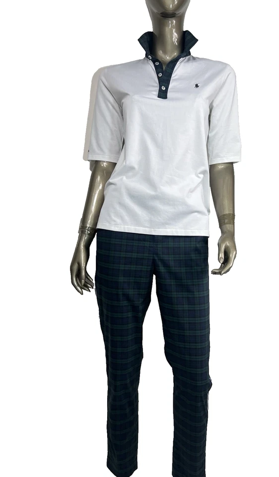 Polo Ralph Lauren Conjunto de Golf Para Mujer’s M Verde Tartán Cuadros Pantalones y Polo Camisa Foto 4 de 4