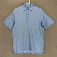 Johnnie O Mens Golf Polo Shirt Size L Short Sleeve Blue White Print Performance