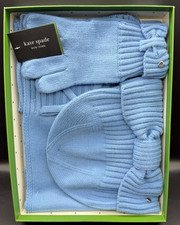 KATE SPADE NEW YORK Cable Hat-Scarf-Gloves BLUE AUTUMN SKY 3-PCS