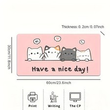 40 90cm Pink Cute Cat HD Image, Extra Large Mouse Pad with High-Quality Non-Slip
