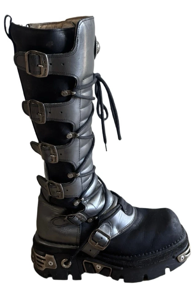 NEW ROCK Reactor HIGH BOOT METALLIC M-272-VC1 Goth Rave UK 42 US 10W Steampunk - Image 4 of 4