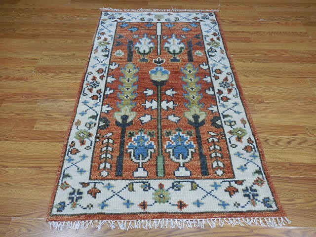 Turkish Oushak Rug,Geometric Multicolored Area Rug,Handmade Bohemian Rug 3x5