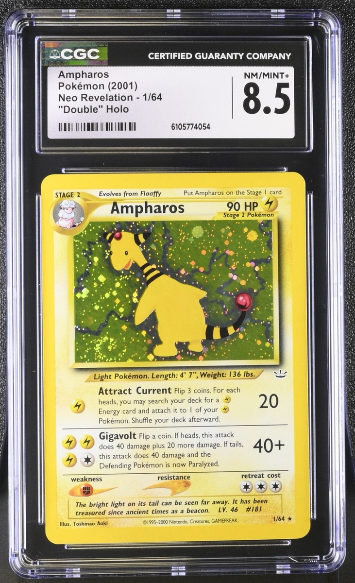 Pokemon CGC 8.5 Ampharos DOUBLE HOLO ERROR 1/64 Neo Revelation