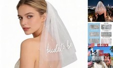 Bride to Be Short Veil with Pearls Embroidered Wedding Headpiece for Bride,