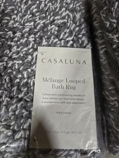 New Casaluna Melange Looped Bath Rug Black with Grey 21x34 Inches Soft