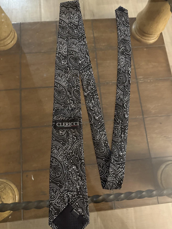 Clericci Tie Mens Paisley Silk Necktie Formal Dress Accessory Classic Pattern - Image 2 of 4