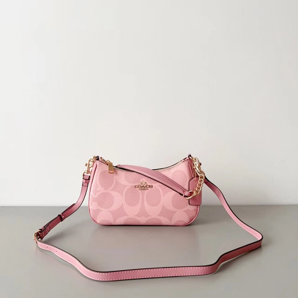 Bolso de Hombro COACH Teri En Lona/Dorado/Rosa en Polvo Nuevo CAL51 Foto 3 de 4