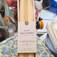 Threshold Unscented Ivory Taper/Dinner Candles 10in Wax 4-Pack Set