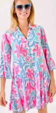 SALE Lilly Pulitzer Diantha Dress Beachside Haven 12 Floral Ruffle New