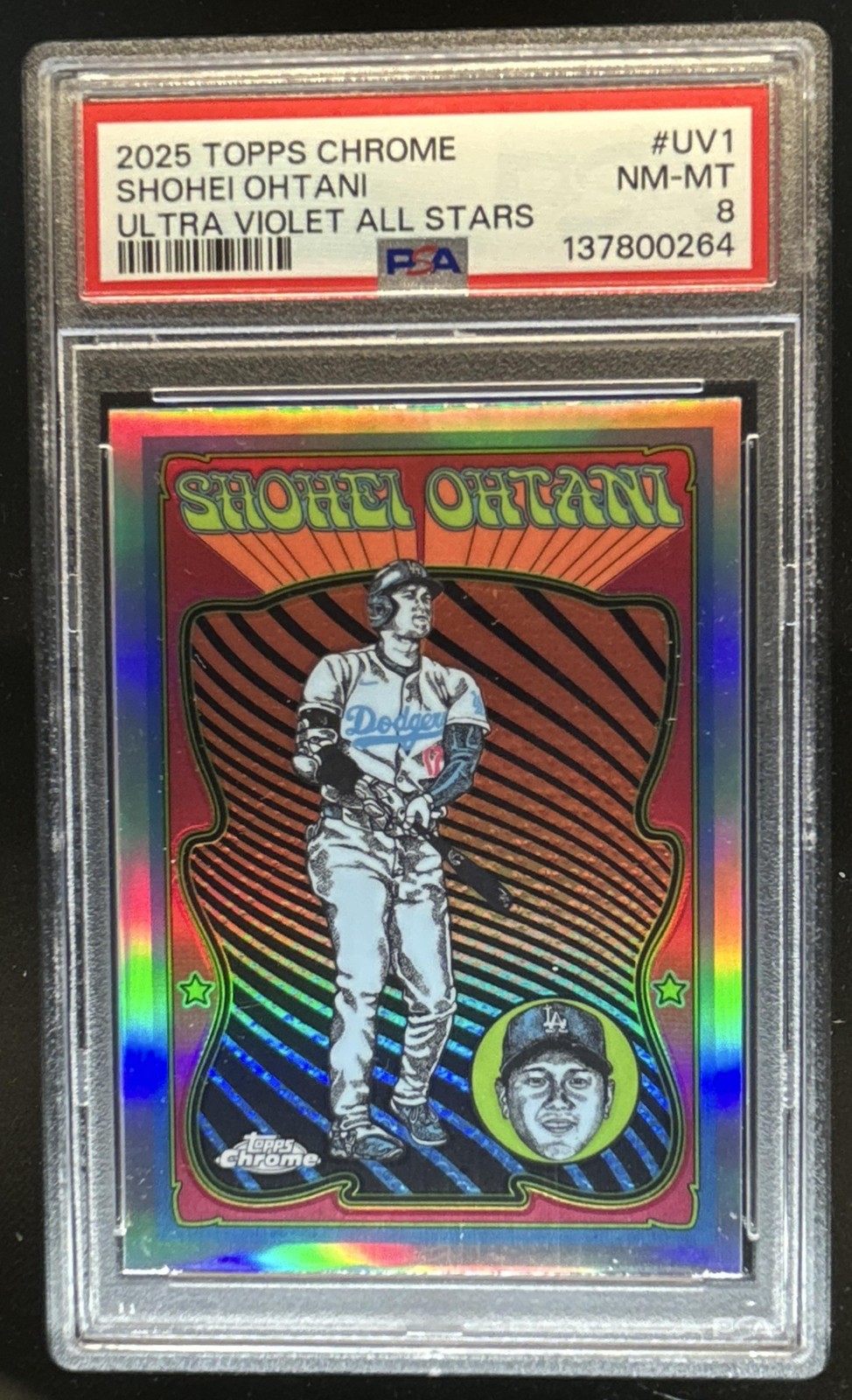 2025 Topps Chrome Shohei Ohtani Ultraviolet All-Stars Refractor SP #UV-1 PSA 8