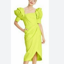 Christopher John Rogers for Target Neon Green Sweetness Faux Wrap Dress Size 8