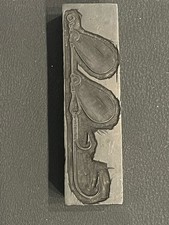 Vintage Letterpress Printing Block Fishing Lures Hooks Electrotype 3”