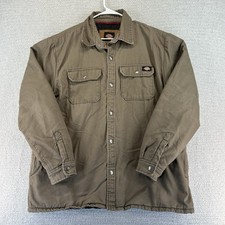Dickies Chore Barn Jacket Mens XL Brown Canvas Quilt Lined Full Zip Workwear