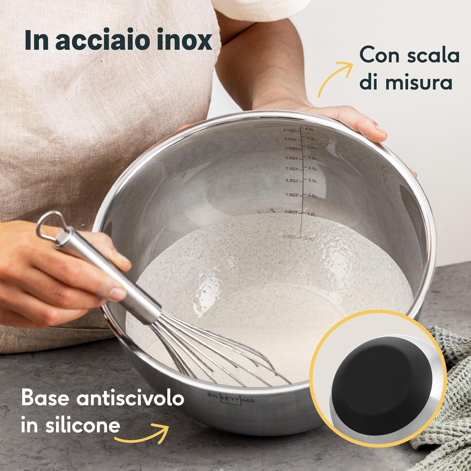 11 Pezzi - 4 Ciotole In Acciaio Inox Premium Con 4 Coperchi Ermetici E 3 Grattugie Regolabili Impilabile Base Antiscivolo Ciotola Miscelazione Insalatiera Per Preparazione Dolci Verdure Insalate