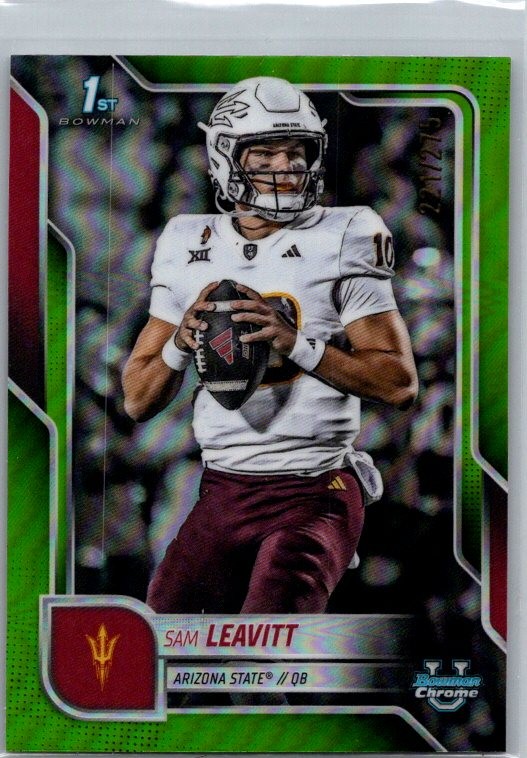 2025 Bowman University Chrome #195 Sam Leavitt Lime Green Refractor #/275