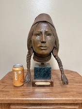 Richard Greeves Native American Bronze Sculpture Walla Walla Woman Large Bust