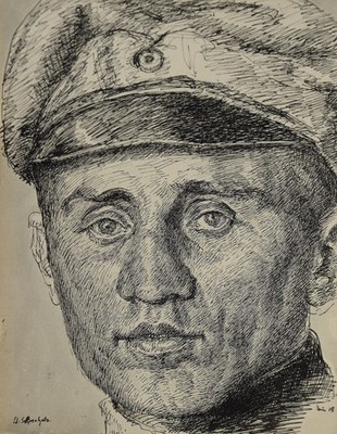 Theodor Brün 1885-1981 Hagen Hamm /Zeichnung 1918 ''Leutnant Schönhals'' Weltkrieg