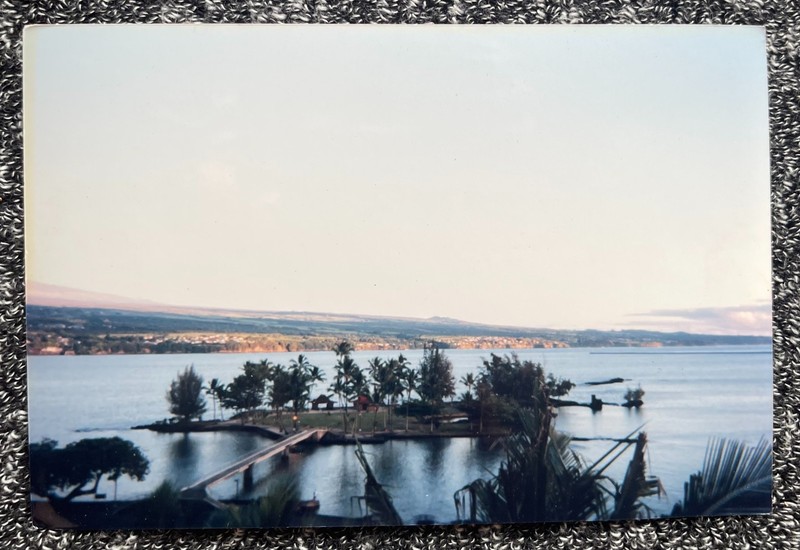 HILO BAY HAWAII Morning Sun on COCONUT ISLAND vintage 1990s PHOTO from NANILOA