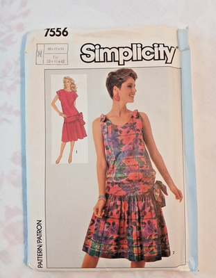 Simplicity Drop Waist Dress Pattern 7556 Sz 10-12 Vintage 1986 Uncut | eBay