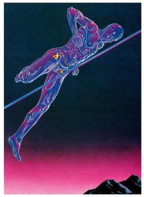 Vintage Postcard High Jump Peter Goodfellow Athletic Art Neon Style Athena