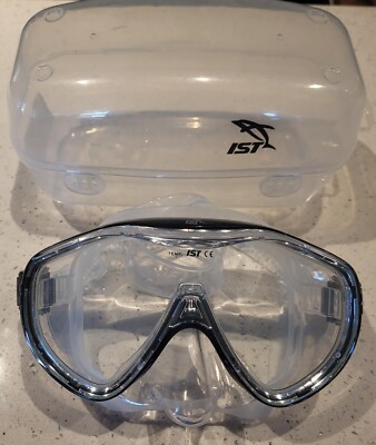 Set of 2 - IST MP 109 Diving Mask -Black/Clear, Tempered Glass, w/plastic case