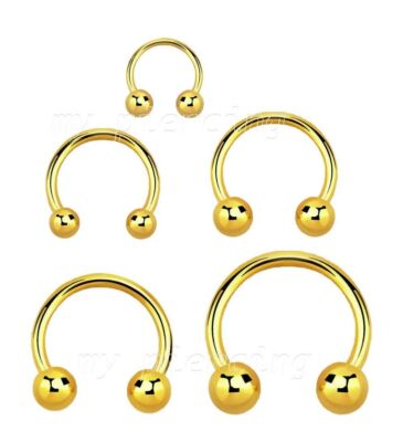 PAIR Gold Plated Steel Horseshoe Circular Barbell Earring Labret